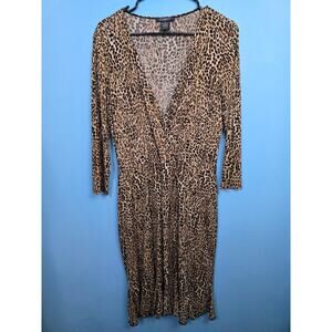 Glamour Size 14 Animal Print Dress Cheetah Print Brown